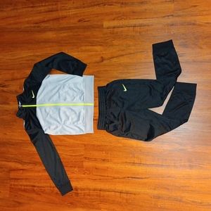 Nike Kids Tracksuit Sz 7 (6-7 YRS) Blk, Silver&Neon Green| Back 2 School🎒👩‍🏫